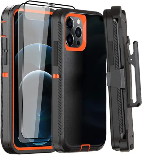 Miniatura 28 de Funda para iPhone 12 Mini con funda de clip para cinturón y 2 protectores de pantalla, funda de protección completa resistente de grado militar a