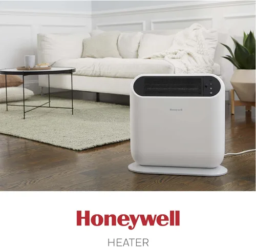 Miniatura 8 de Honeywell ThermaWave 6 Calentador de espacio con tecnología cerámica, color blanco, calentador de cerámica con termostato programable