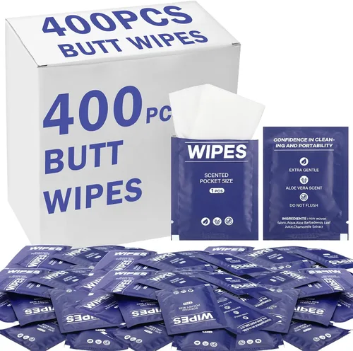 Miniatura 10 de 400 piezas de toallitas húmedas para el trasero para mujeres, toallitas envueltas individualmente para mujeres, hombres, viajes, limpieza de manos