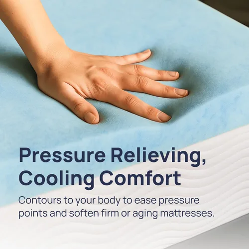 Miniatura 2 de Sure2Sleep Cubrecolchón de espuma viscoelástica con remolinos de gel, 2 pulgadas, alivia la presión, comodidad refrescante, fabricado en los Estados