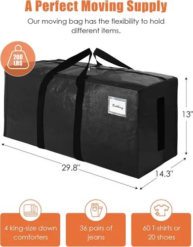 Miniatura 4 de SWEET DOLPHIN Paquete de 8 bolsas de mudanza resistentes de 200 libras con asas envolventes, bolsas de almacenamiento extra grandes para ahorrar