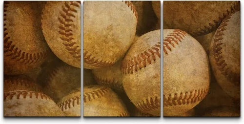 Miniatura 38 de wall26 Lienzo enmarcado para pared, juego de arte de primer plano, detalles de costuras de béisbol, atletas deportivos, fotografía, moderno