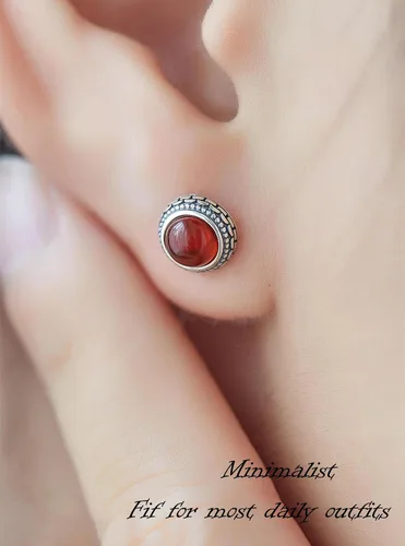 Miniatura 77 de Aretes de plata de ley con piedra natal de cristal real, joyería para mujer, moda occidental 925, envejecida, bohemia, hecha a mano, el mejor regalo
