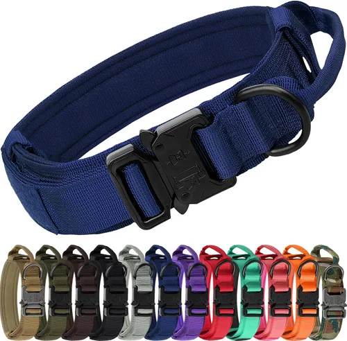 Miniatura 13 de Joytale Collar táctico para perro con asa, collar militar ajustable y resistente con 2 parches para entrenamiento, adecuado para perros medianos