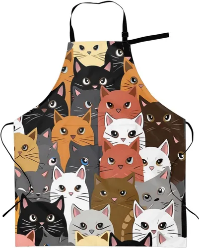 Miniatura 17 de Delantales florales azules para el hogar, 2 bolsillos, 33 x 28 pulgadas, para hombres y mujeres, diseño floral gris, impermeable, para manualidades