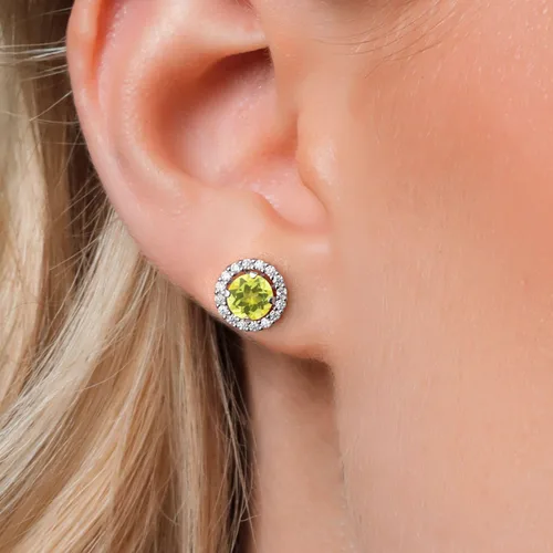Miniatura 100 de Gem Stone King Aretes redondos de plata de ley 925 de 0.236 in con piedra natal extraíble para mujer
