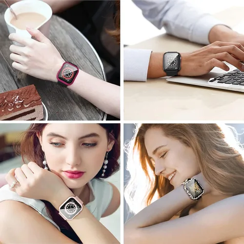 Miniatura 7 de Paquete de 12 fundas para Apple Watch de 38 mm Series 3/2/1 con protector de pantalla de vidrio templado, funda protectora HD para el iWatch