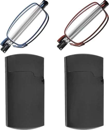 Miniatura 10 de Success Eyewear 2 pares de lentes de lectura negros y plomizo compactos para lectura plegables unisex con estuche incluido Paquete: Conjunto