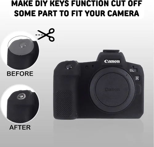 Miniatura 6 de Funda de cámara para Canon EOS R - Funda protectora de silicona DSLR, jaula desmontable, a prueba de golpes, a prueba de polvo (negro)