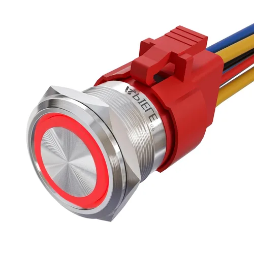 Miniatura 14 de APIELE Interruptor de botón momentáneo de 10 A, 22 mm, LED ojo de ángel, impermeable, redondo, autorresetable, 7/8'', 1NO 1NC