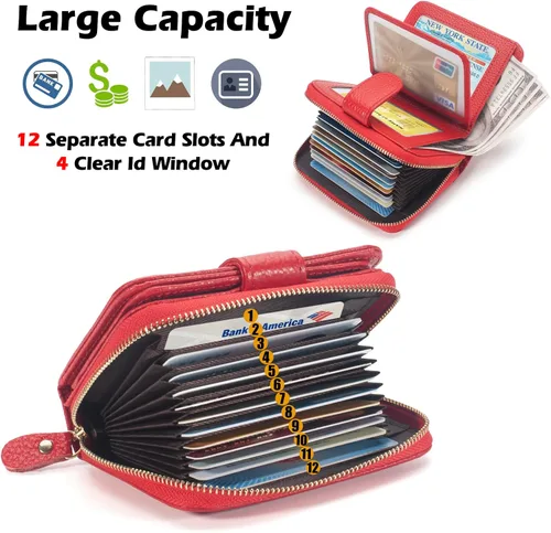Miniatura 3 de Estuche organizador de tarjetas de crédito RFID, Rojo -, Minimalista