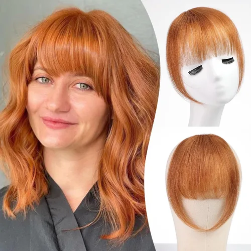 HAIRCUBE Flequillo con clip, extensiones de flequillo 100 % cabello humano, flequillo grueso francés de 0.44 oz (12 gramos) con clip en las