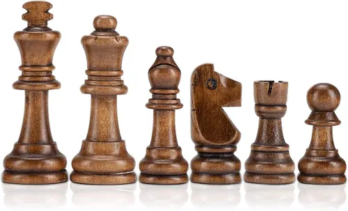 Miniatura 3 de AMEROUS Piezas de ajedrez de madera solamente, piezas de ajedrez de madera estilo Staunton con rey de 3.15 pulgadas, bolsa de almacenamiento, caja