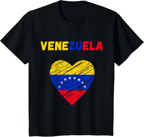 Miniatura 49 de Camiseta con la bandera venezolana con corazón de Venezuela, Negro