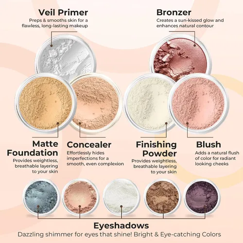 Miniatura 3 de Kit de maquillaje mineral de tamaño completo, set de base mate, Beige