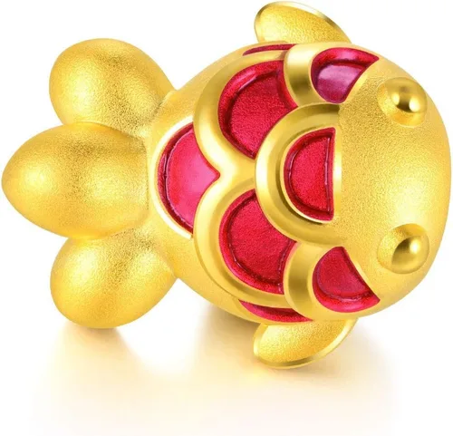 Miniatura 4 de CHOW SANG SANG 999 Pulsera de oro macizo de 24 quilates con dije de pez dorado para mujer 91505C