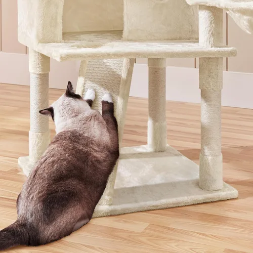 Miniatura 6 de Topeakmart Árboles para gatos grandes Inoor, torre para gatos extra grandes de 76.5 pulgadas con 3 perchas acogedoras, 3 condominios cálidos, postes