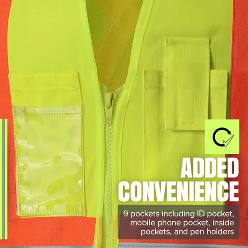 Miniatura 6 de Chaleco de seguridad Pioneer para mujer con bolsillos - Cinta reflectante de alta visibilidad - Para construcción - Amarillo/verde