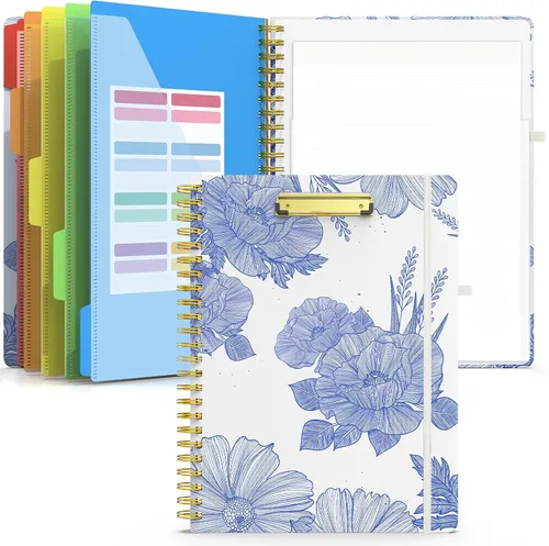Miniatura 11 de Sooez Folio portapapeles con bloc de notas recargable, carpeta con 10 bolsillos de almacenamiento para tamaño carta, cuaderno portapapeles