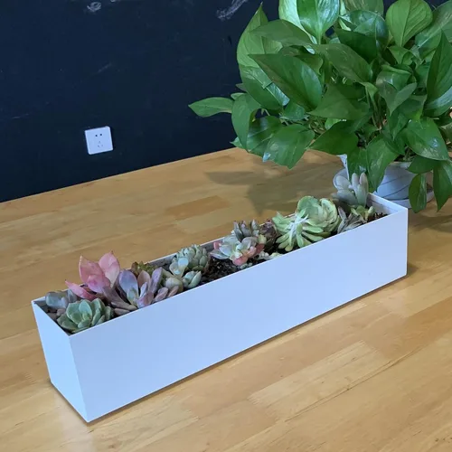Miniatura 5 de Maceta moderna de canal de metal - Maceta rectangular para suculentas - Macetas para alféizar de 32" - Decorativa para interior/exterior, mesa