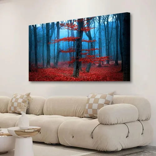 Miniatura 21 de Arte de pared de paisaje, impresiones en lienzo de paisajes naturales, decoración del hogar, bosque verde, pintura de árboles para sala de estar