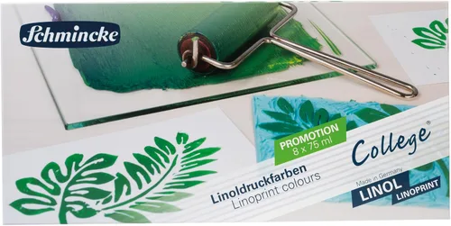 Schmincke - College® Linol, set de impresión de lino con tubos de 8 x 2.5 fl oz, 84 708 097, tintas de impresión de lino de artista en calidad de