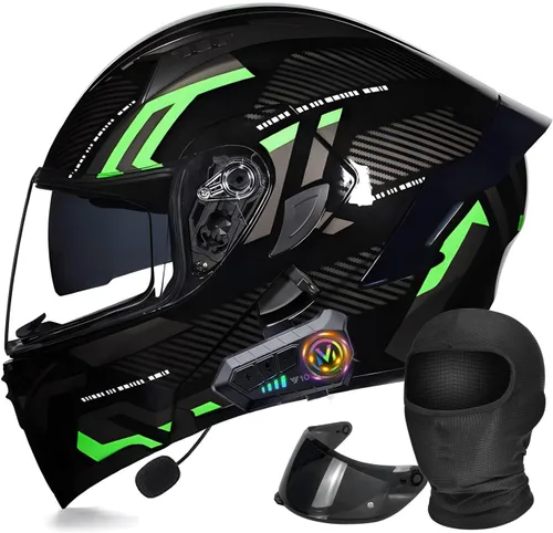 Miniatura 21 de Casco modular Moto Bluetooth con doble visera, con micrófono para Respuesta Automática Casco de Moto Homologado ECE Adecuado para Hombre Mujer