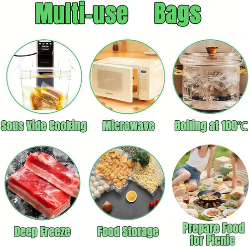 Miniatura 8 de Bolsas selladoras al vacío para alimentos, 50 unidades precortadas de 6 x 10 pulgadas, grado comercial sin BPA, 6 veces frescura, ajuste universal a