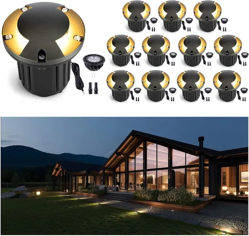 Miniatura 13 de Gardenreet - Luz de pozo en tierra - Latón 12V IP65 Iluminación de paisaje al aire libre, luz de torreta de bajo voltaje LED en grado, bronce