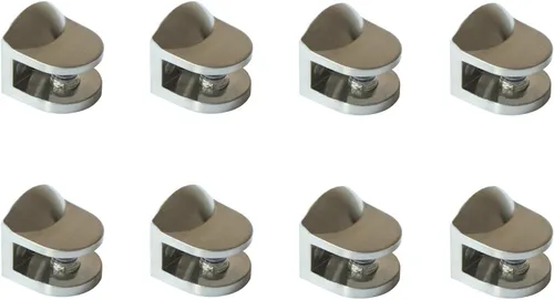 Soportes de estante ajustables para montaje en pared, clips de metal, níquel cepillado para madera acrílica de vidrio de 0.157-0.315 in, juego de 8