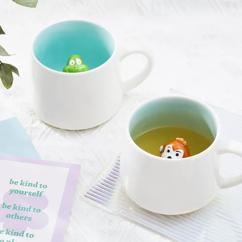 Miniatura 5 de Taza de cerámica de Narval con animal 3D oculto en el interior, taza de 12 oz con figura de dibujos animados hecha a mano, linda taza sorpresa