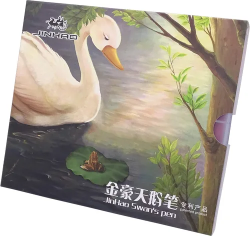 Miniatura 8 de Juego de 12 piezas de plumas estilográficas Jinhao Swan Fude de punta curvada (de fino a ancho) color transparente con estuche desechable