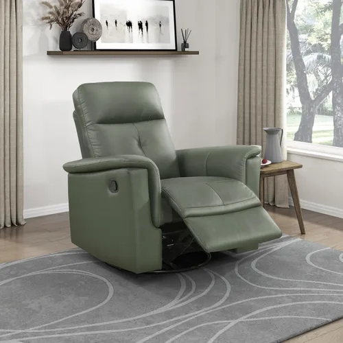 Miniatura 27 de Lexicon Silla reclinable giratoria, sillón reclinable manual de cuero de grano superior, cómodo sillón reclinable para guardería, silla reclinable
