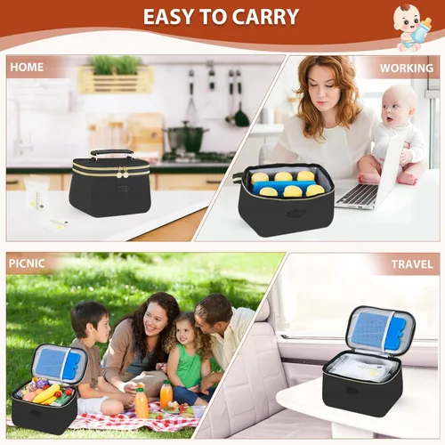 Miniatura 7 de PIIOSER Bolsa de viaje para enfriar leche materna con 2 paquetes de hielo, se adapta a 6 bolsas de almacenamiento de leche materna para congelador
