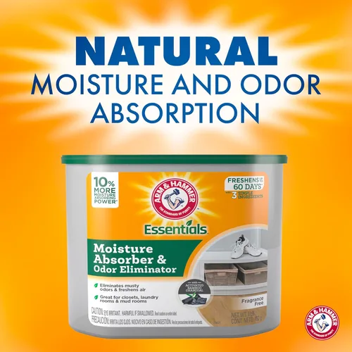 Miniatura 3 de Arm & Hammer Essentials Absorvedor de humedad desechable y eliminador de olores, sin fragancia, 1 lb., atrae y atrapa la humedad excesiva