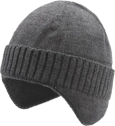 Miniatura 3 de Muryobao Gorro de punto con puños, cálido invierno con forro polar para hombre, gorro de acrílico suave