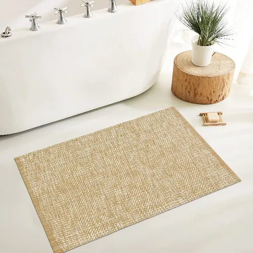 Miniatura 27 de LEEVAN - Alfombras lavables para cocina de 3 x 5 pies, alfombra de color crema para dormitorio, alfombra de algodón tejida para entrada, alfombra
