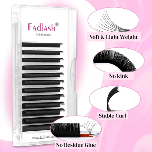 Miniatura 2 de Extensiones de pestañas con volumen y forma de abanico FADLASH, 0.05 0.07 mm, autoaplicables, 2D-10D, floración rápida, rizado C D DD, 5/16