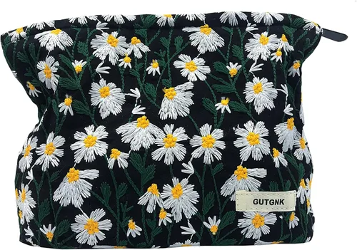 Bolsa de maquillaje para mujeres, bolsa de cosméticos de pana con diseño estético, bolsa tote para damas, estuche para lápices para niñas, lindo