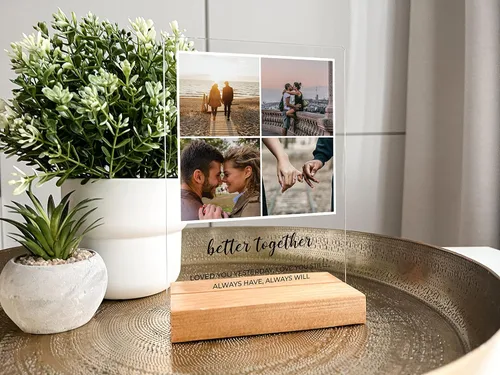 Miniatura 4 de MIRROR MANIA Nombres y palabras personalizados, collage de fotos, base de madera, soporte de escritorio, decoración del hogar, regalo para ella