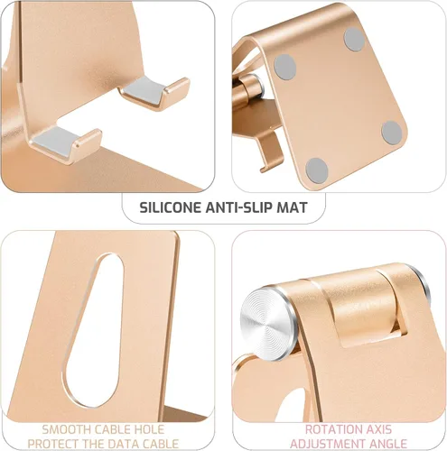 Miniatura 3 de Soporte ajustable del teléfono celular de la aleación de aluminio, soporte del teléfono del metal de sobremesa, base del teléfono de escritorio