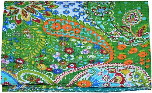 Miniatura 9 de Manta india hecha a mano de algodón Kantha Quit de algodón Gudari (negro)