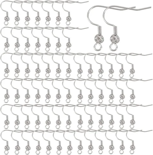 Miniatura 15 de SUNNYCLUE 1 Caja 100Pcs Ganchos de Pendiente Franceses Chapados en Oro Real de 18K, Pendientes de Anillo de Pescado, Alambres de Acero Inoxidable