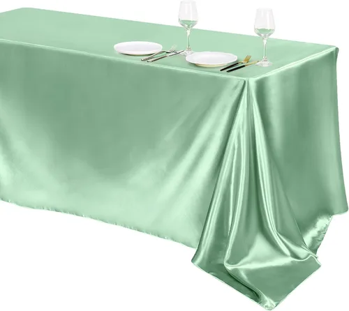 Miniatura 26 de TURSTIN Paquete de 4 manteles de satén negro de 102 x 58 pulgadas, mantel rectangular de seda brillante, tela suave, decoración de mesa para bodas