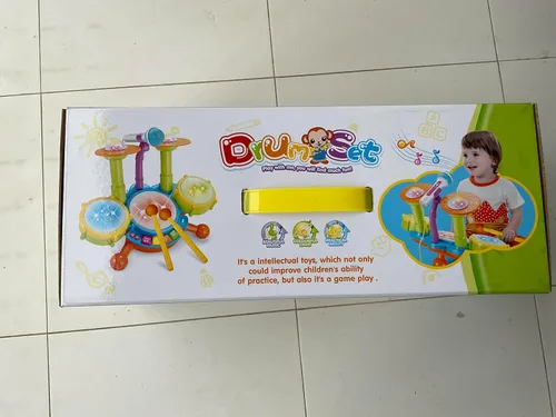 Miniatura 10 de Juego de batería para niños pequeños de 1 a 3 años, batería para bebés de 1 año con micrófono con luz, juguetes de batería para niños pequeños de 1