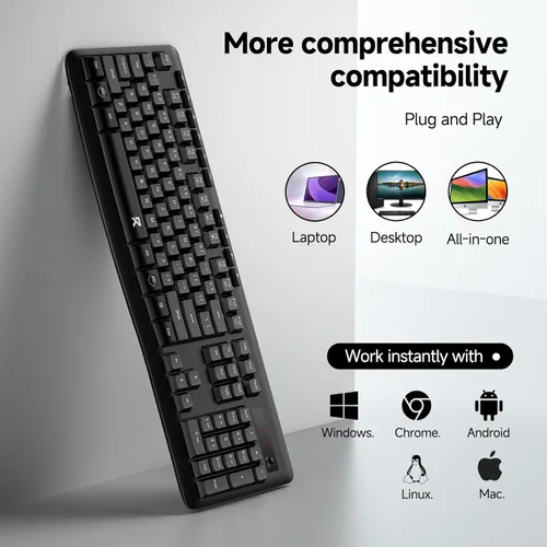 Miniatura 4 de Redragon BK7366 Teclado con cable, Teclado de Computadora USB Multimedia Silencioso, Teclado Silencioso con Teclado Numérico Grande, Resistente a