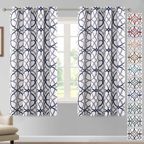 Miniatura 40 de H.VERSAILTEX Cortinas opacas con diseño impreso de 54 pulgadas de largo, juego de 2 paneles de cortinas con aislamiento térmico para dormitorio