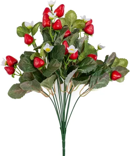 Miniatura 4 de Factory Direct Craft Arbusto de fresa artificial - Fresas de primavera y verano Plantas florales y decoración del hogar Fruta falsa