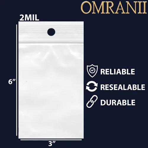 Miniatura 2 de Bolsas de almacenamiento de plástico transparente de 3 x 6 pulgadas de 2 mil (100 bolsas), duraderas, ligeras, con cremallera resellable, agujero