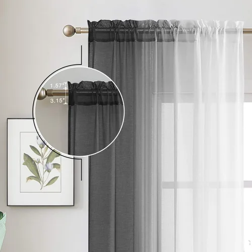 Miniatura 3 de July Joy Ombre - Cortinas de lino sintético semitransparente para habitación y sala de estar, 2 tonos reversibles, privacidad y filtro de luz